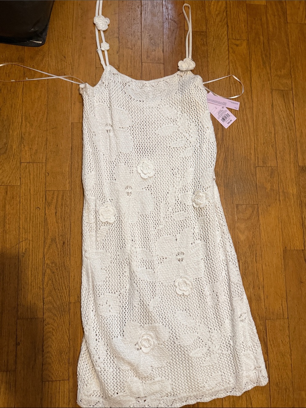 White Crochet Floral Coverup Dress